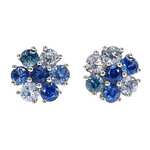 Small Ocean Bloom Sapphire Diamond Flower Earrings 66791