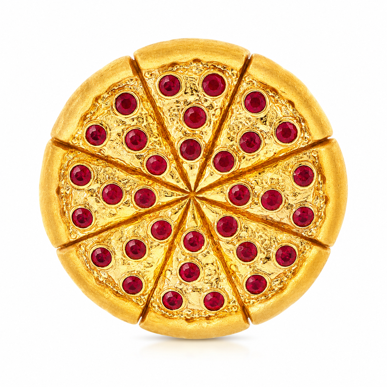 Breakable Pizza Pie Pendant, Yellow Gold | TraxNYC