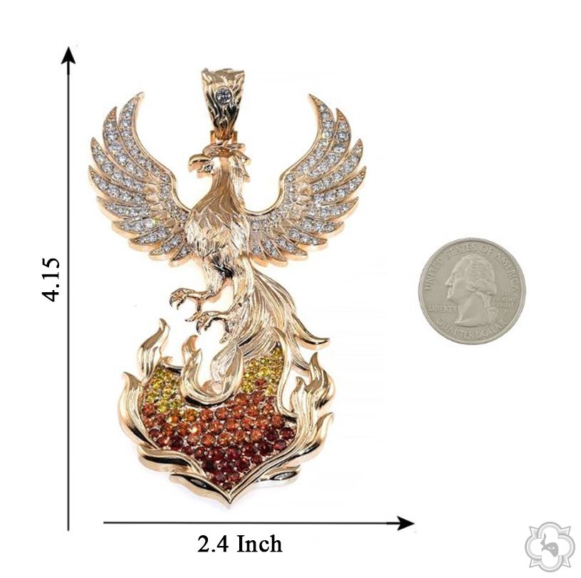 The Phoenix Bird Of Burning Flames Pendant 70535 | TraxNYC