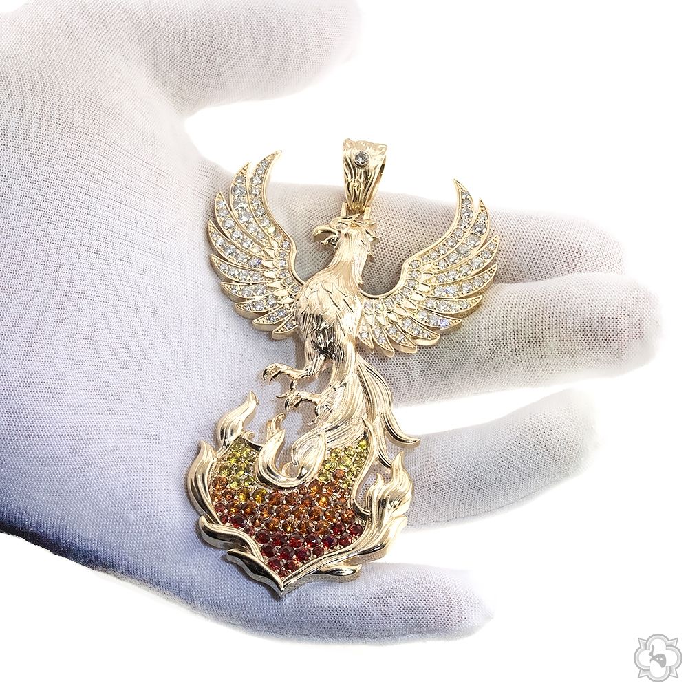 The Phoenix Bird Of Burning Flames Pendant 70535 | TraxNYC
