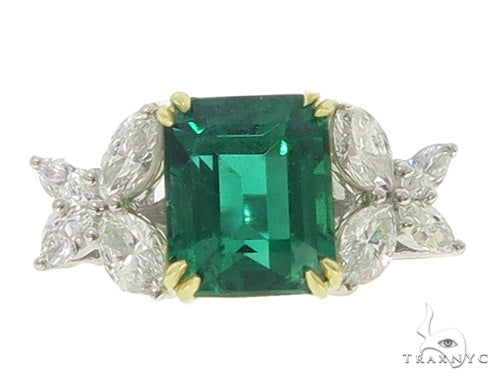 Butterfly Emerald Gemstone Diamond Ring 49351 - Image 1