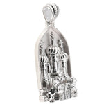 Large silver Cathedral of Light pendant with detailed domes and arch design.