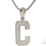 CZ Silver Initial(C) Pendant 24 Inches Franco Chain Set 58471 - Image 1