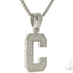 CZ Silver Initial(C) Pendant 24 Inches Franco Chain Set 58471 - Image 2