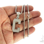 CZ Silver Initial(C) Pendant 24 Inches Franco Chain Set 58471 - Image 4