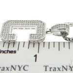 CZ Silver Initial(C) Pendant 24 Inches Franco Chain Set 58471 - Image 5