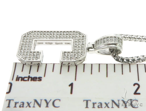 CZ Silver Initial(C) Pendant 24 Inches Franco Chain Set 58471 - Image 5