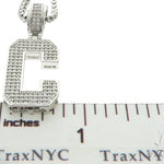 CZ Silver Initial(C) Pendant 24 Inches Franco Chain Set 58471 - Image 6