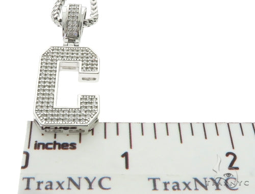 CZ Silver Initial(C) Pendant 24 Inches Franco Chain Set 58471 - Image 6