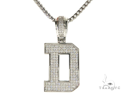 CZ Silver Initial(D) Pendant 24 Inches Franco Chain Set 58472 - Image 1