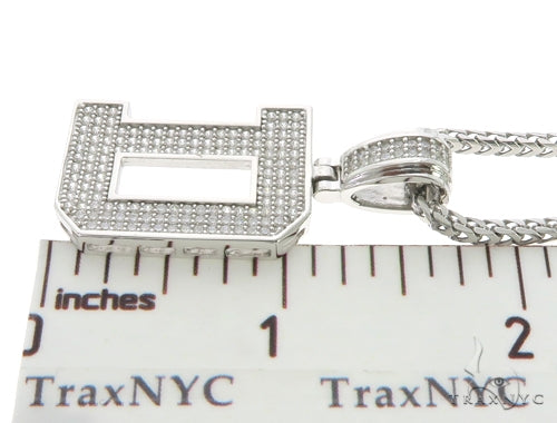 CZ Silver Initial(D) Pendant 24 Inches Franco Chain Set 58472 - Image 5