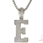 CZ Silver Initial(E) Pendant 24 Inches Franco Chain Set 58473 - Image 1
