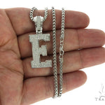 CZ Silver Initial(E) Pendant 24 Inches Franco Chain Set 58473 - Image 4