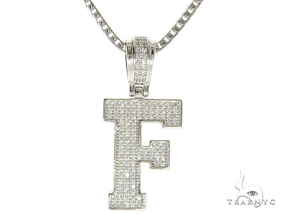 CZ Silver Initial(F) Pendant 24 Inches Franco Chain Set 58474 - Image 1