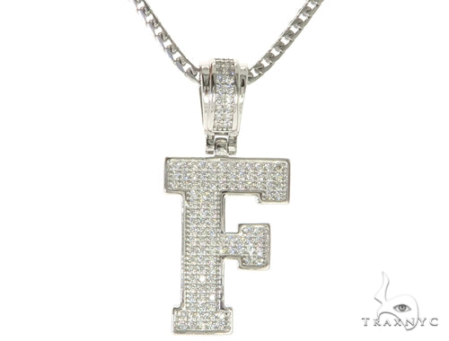 CZ Silver Initial(F) Pendant 24 Inches Franco Chain Set 58474 - Image 1