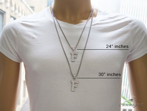 CZ Silver Initial(F) Pendant 24 Inches Franco Chain Set 58474 - Image 7