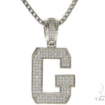 CZ Silver Initial(G) Pendant 24 Inches Franco Chain Set 58475 - Image 1