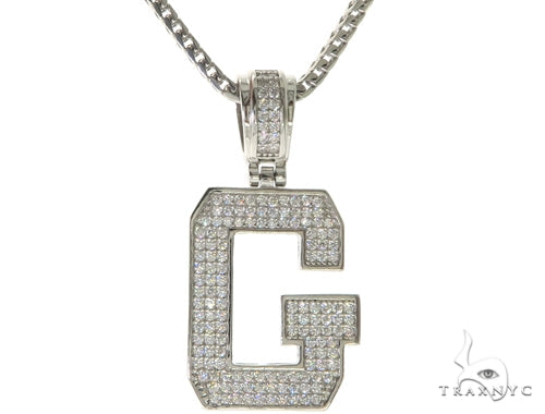CZ Silver Initial(G) Pendant 24 Inches Franco Chain Set 58475 - Image 1