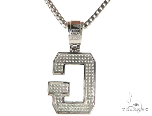 CZ Silver Initial(G) Pendant 24 Inches Franco Chain Set 58475 - Image 3