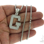 CZ Silver Initial(G) Pendant 24 Inches Franco Chain Set 58475 - Image 4
