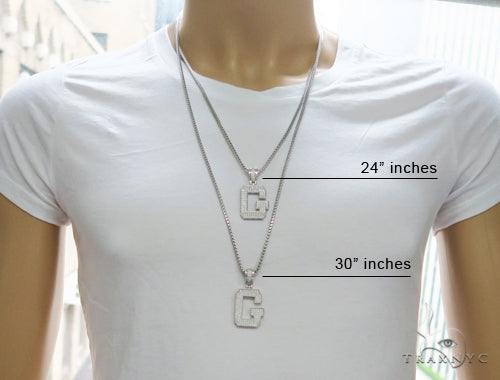 CZ Silver Initial(G) Pendant 24 Inches Franco Chain Set 58475 - Image 7