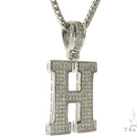 CZ Silver Initial(H) Pendant 24 Inches Franco Chain Set 58476 - Image 2