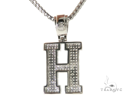 CZ Silver Initial(H) Pendant 24 Inches Franco Chain Set 58476 - Image 3