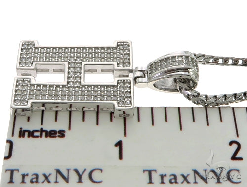 CZ Silver Initial(H) Pendant 24 Inches Franco Chain Set 58476 - Image 5