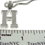 CZ Silver Initial(H) Pendant 24 Inches Franco Chain Set 58476 - Image 6