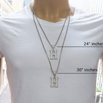 CZ Silver Initial(H) Pendant 24 Inches Franco Chain Set 58476 - Image 7