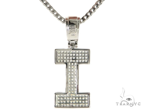CZ Silver Initial(I) Pendant 24 Inches Franco Chain Set 58477 - Image 3