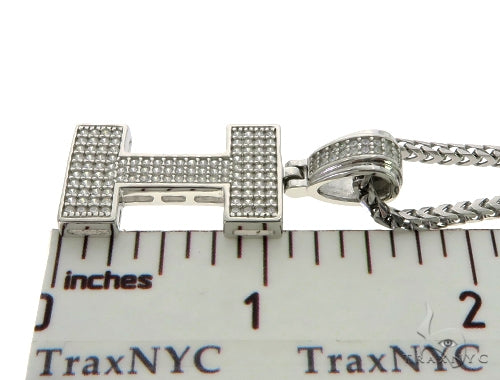 CZ Silver Initial(I) Pendant 24 Inches Franco Chain Set 58477 - Image 5