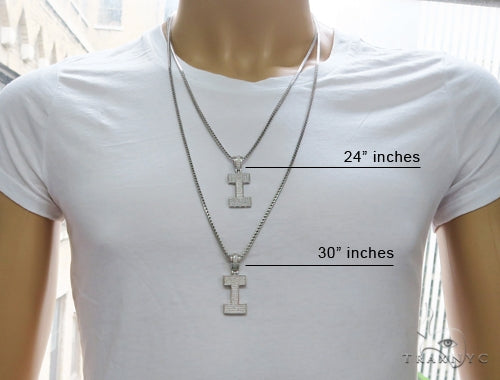 CZ Silver Initial(I) Pendant 24 Inches Franco Chain Set 58477 - Image 7