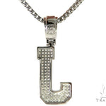 CZ Silver Initial(J) Pendant 24 Inches Franco Chain Set 58478 - Image 3