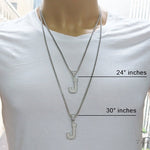 CZ Silver Initial(J) Pendant 24 Inches Franco Chain Set 58478 - Image 7