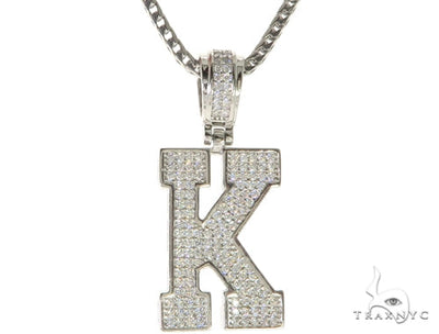 CZ Silver Initial(K) Pendant 24 Inches Franco Chain Set 58479 - Image 1