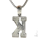 CZ Silver Initial(K) Pendant 24 Inches Franco Chain Set 58479 - Image 3