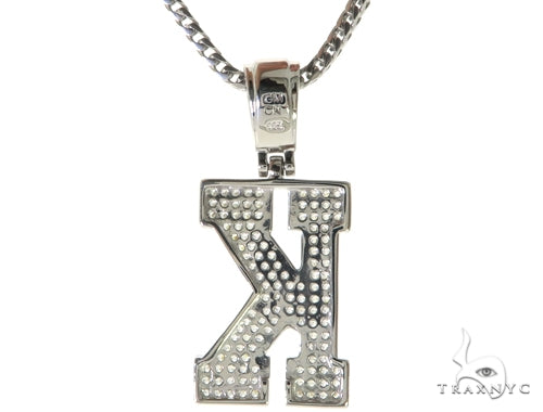 CZ Silver Initial(K) Pendant 24 Inches Franco Chain Set 58479 - Image 3