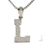 CZ Silver Initial(L) Pendant 24 Inches Franco Chain Set 58480 - Image 1