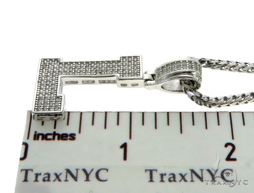 CZ Silver Initial(L) Pendant 24 Inches Franco Chain Set 58480 - Image 5