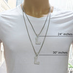 CZ Silver Initial(L) Pendant 24 Inches Franco Chain Set 58480 - Image 7