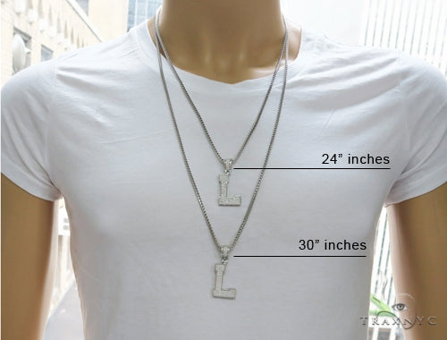 CZ Silver Initial(L) Pendant 24 Inches Franco Chain Set 58480 - Image 7