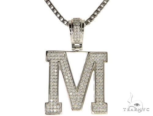 CZ Silver Initial(M) Pendant 24 Inches Franco Chain Set 58481 - Image 1