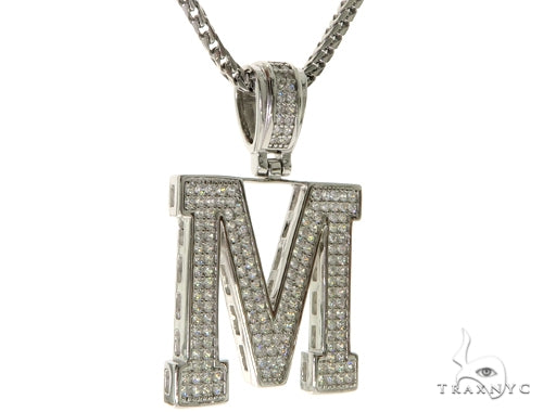 CZ Silver Initial(M) Pendant 24 Inches Franco Chain Set 58481 - Image 2