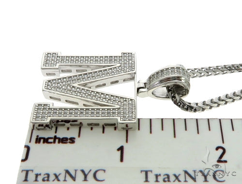CZ Silver Initial(M) Pendant 24 Inches Franco Chain Set 58481 - Image 5