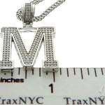 CZ Silver Initial(M) Pendant 24 Inches Franco Chain Set 58481 - Image 6