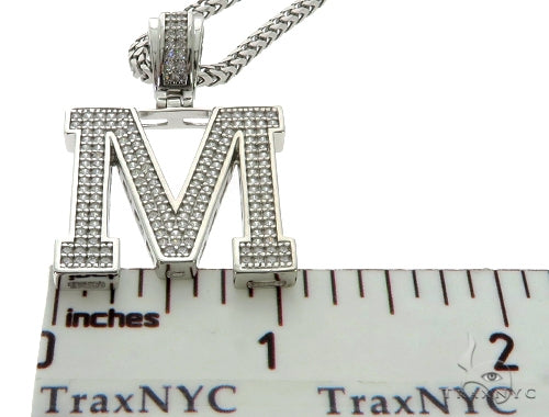 CZ Silver Initial(M) Pendant 24 Inches Franco Chain Set 58481 - Image 6