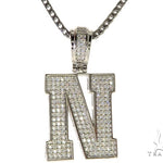 CZ Silver Initial(N) Pendant 24 Inches Franco Chain Set 58482 - Image 1