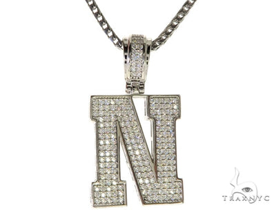 CZ Silver Initial(N) Pendant 24 Inches Franco Chain Set 58482 - Image 1