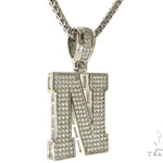 CZ Silver Initial(N) Pendant 24 Inches Franco Chain Set 58482 - Image 2